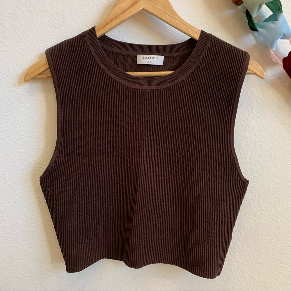 Babaton Chocolate Sculpt Knit Muscle Tank